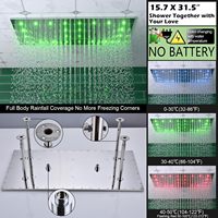 Système de douche LED double jet Homedec 16x32" avec pommeau de douche inclinable 2-en-1 de 6 pouces et 6 jets latéraux, ensemble robinetterie thermostatique
