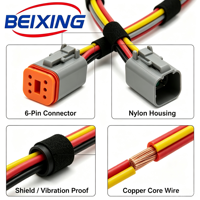 Harnais de câblage BeiXing A00076 personnalisé à 6 broches, connecteur allemand blindé en nylon IP67 12V, âme en cuivre, résistant aux chocs, compatible avec le climatiseur de voiture