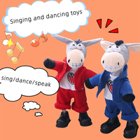 Âne en peluche personnalisé à tête qui se balance, qui parle et danse, jouet en peluche électrique avec enregistrement et apprentissage de la langue, âne en peluche
