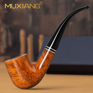 Muxiang Briar Wood Smoking Pipe Bent Type 3mm Smoke Channel Men's Tobacco Pipe - Product Image 1