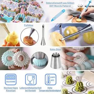Ensemble de 137 pièces kit de décoration de gâteau avec support à gâteau rotatif plateau tournant support à gâteau <span class=keywords><strong>buse</strong></span> de tuyauterie accessoires de cuisson fournitures de cuisson - Product Image 2