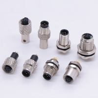 Arnés de Sensor IP67 a prueba de agua Industrial M5, carcasa de acero inoxidable, conector de 3 núcleos y 4 pines, enchufe de alimentación PCB LED M8 M12