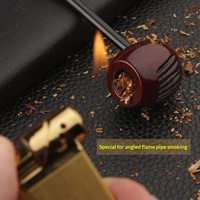 Briquet à gaz rechargeable en alliage pour pipe, flamme oblique, pour fumer la pipe à tabac, vente en gros