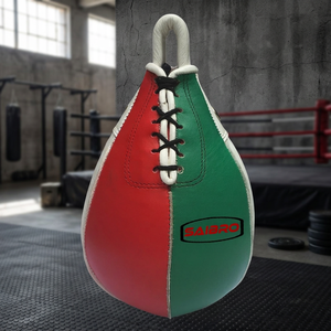 Superbe Ballon de Vitesse de Boxe en Cuir Personnalisé de Haute Qualité Rouge Vert à Lacets, Sac de Frappe Durable pour Entraînement Adulte à Prix Abordable - Product Image 6