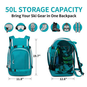Échantillon gratuit Sac à chaussures de ski personnalisé simple ou double imperméable avec roues et grande capacité Sac à dos de ski d'extérieur - Product Image 2