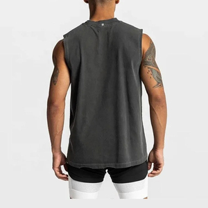 Ripped Distressed <b>Stringer</b> <b>Vest</b> Made With Polyester Cotton for Bodybuilding Training Muscle Singlet Workout - Product Image 6