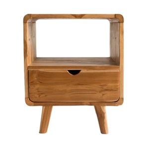 Table de chevet en teck massif de qualité supérieure, structure robuste et durable, design élégant, parfaite pour le rangement dans la chambre, intérieurs modernes et élégants - Product Image 3