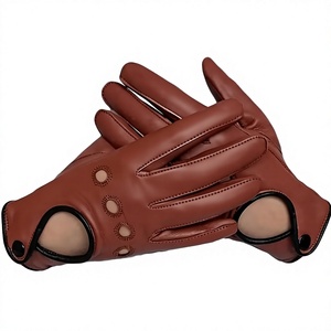 Custom Brown <b>Leather</b> <b>Driving</b> <b>Gloves</b> Full Finger Unisex All Season Design for <b>Men</b> and Women <b>Driving</b> Riding Outdoor Activities - Product Image 2