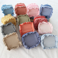 Collection pour filles : Mini trousse de maquillage carrée à carreaux, sac de rangement zippé pour femme, idéal pour bijoux, voyages et articles de toilette