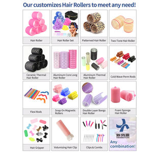 플라스틱 자체 접착 자홍색 헤어 롤러 세트 고정 핀 치아 헤어 컬러 롤러 후크 루프 테이프 - Product Image 5