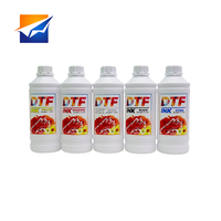 1000ml Tinta Pigmen DTF Massal CMYKW Berbasis Air Stabil untuk Pencetakan Cocok DX5 DX7 XP600 I1600 I3200 Anti Sedimen
