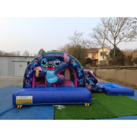 Château gonflable et toboggan aquatique combinés avec piscine à balles, thème Bluey, 6x4m, en PVC, très demandé
