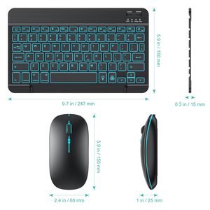 Ensemble clavier et souris sans fil avec logo OEM, clavier rétroéclairé RVB, souris silencieuse rechargeable pour le bureau - Product Image 1