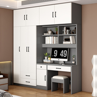 Armoire-Bureau Combinée Intégrée Design Moderne pour Chambre d'Enfant en Petit Appartement avec Étagère et Tiroirs