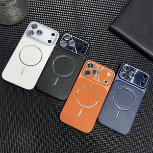 Funda Magnética de Cuero PU para Teléfono con Lente de Vidrio HD para iPhone 17 Air 13 14 15 16 Pro Max, Carcasa Trasera Antigolpes - Product Image 1