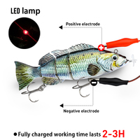 Leurre de pêche robotique électrique pour brochet, appât électronique multi-articulé, 4 Segments, Swimbait automatique, lumière LED USB