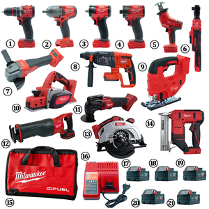 <span class=keywords><strong>Kit</strong></span> Profesional de Herramientas Eléctricas Inalámbricas <span class=keywords><strong>Milwaukee</strong></span> para Construcción, Carpintería y Mantenimiento - Product Image 1