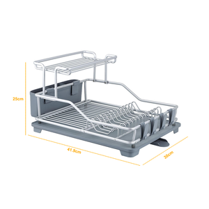 Égouttoir à vaisselle <span class=keywords><strong>double</strong></span> niveau moderne en aluminium, de type sur pied, durable et multifonctionnel, pour table de cuisine carrée - Product Image 2