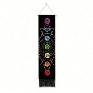 Tapiz de Pared con Diseño de Mandala Chakra, Impresión Personalizada, Arte Decorativo de Pared en Algodón y Lino, Bandera Decorativa - Product Image 3