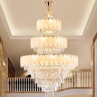 DUOMEIJU Lustre LED long de style européen de luxe pour escalier en colimaçon, hauteur réglable, idéal pour villa duplex, salon, hall, hôtel