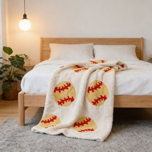 In Stock 50*60inch Gameday Cozy Softball Pattern Blanket Lightweight Soft Reversible Baseball <strong>Throw</strong> Blankets <strong>for</strong> Sofa <strong>Bed</strong> - Product Image 3