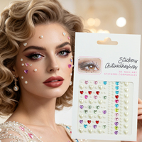 Autocollants Cœur Scintillant pour le Visage, Décorations Diamant Auto-Adhésives, Ornements Artisanaux DIY, Accessoires Brillants pour Ongles, Fête Costumée OEM