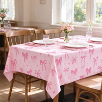 Nappe personnalisable rose et bleue avec nœud en ruban, couverture de table unie personnalisée pour mariage et fête d'anniversaire