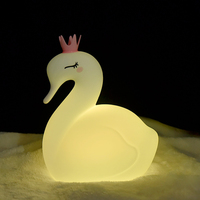 Veilleuse LED rechargeable USB en forme de cygne pour chambre de bébé, lumière blanche chaude, lampe de table portable en silicone pour enfants avec interrupteur