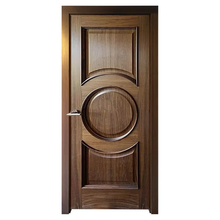 Prettywood אמריקאי מסורתי סגנון פנים אגוז Prehung מוצק עץ פנים חדר דלת עיצוב