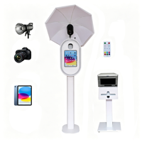 Nouvelle cabine photo ovale en métal 2026 avec écran tactile iPad, appareil photo reflex numérique et anneau lumineux RGB pour mariages, événements et fêtes