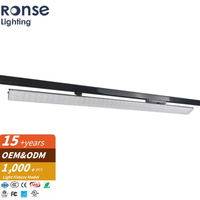 Konektor Lampu Rel Komersial RONSE 30W 3 Fasa 3 Kabel 30 Sudut Sorot Dapat Diredupkan LED Aluminium Linear Track 4500 Lumens