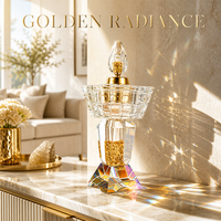 Brûleur d'encens en cristal K9 Small Bridge Crystal Gold Leaf, diffuseur d'aromathérapie à couvercle creux en forme de lune, faite à la main, écologique