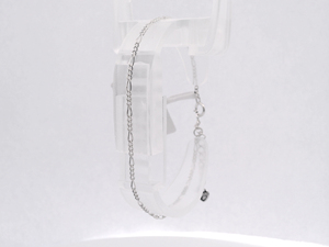Layered Dual Strand White Pt950 Custom <b>Wristlet</b> Offset Flat Links Unisex Casual Layering Platinum Wrist Accessory Gift - Product Image 1