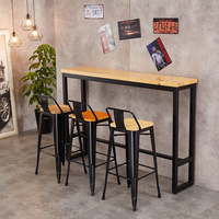 Revêtement en poudre Vintage empilable industriel en métal, tabouret de Bar, ensemble de Table en bois massif