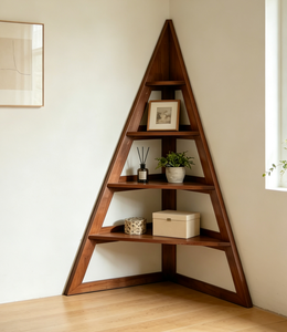 Étagère d'angle triangulaire en bois, présentoir de rangement pour salon et bureau à domicile - Product Image 4