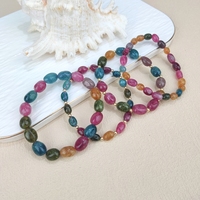 Cuentas de piedra natural colorida turmalina Jade chapado en oro espaciador cuentas redondas de cristal joyería de moda pulseras de cuarzo de piedras preciosas
