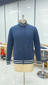 Cárdigan <span class=keywords><strong>Azul</strong></span> <span class=keywords><strong>Marino</strong></span> con Cierre Completo para <span class=keywords><strong>Hombre</strong></span>, Estilo Vintage de Primavera, Chaqueta Deportiva de Punto con Cuello Alto en Algodón/Acrílico - Product Image 3
