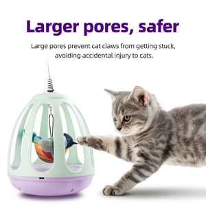 Juguete Interactivo para Gatos, Nuevo <span class=keywords><strong>2026</strong></span>, con Plumas, Sonido y Control Remoto, Juguete Giratorio para Jaula de Pájaros - Product Image 6