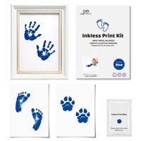 Kit de 3 empreintes de pieds de bébé sans encre, kit d'empreintes de mains et de pieds de bébé avec cartes de jalons de développement, souvenir de croissance du nouveau-né, cadeau de naissance