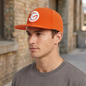 Casquette Snapback Orange à 6 Panneaux avec Logo Brodé Blanc sur le Panneau Avant, Style Hip-Hop Sportif Extérieur, 100% Coton, Chapeau Décontracté Unisexe - Product Image 3