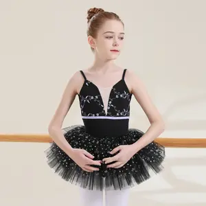 子供のダンスドレスの女の子は夏のスリングボディバレエ服を練習します