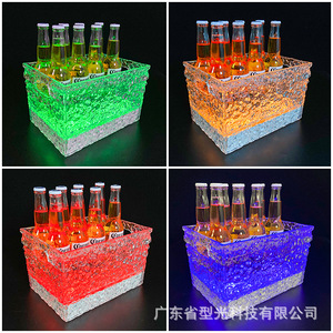 Cubeta de Hielo Acrílica Iluminada con LED, Diseño Moderno Rectangular, Enfriador de Bebidas para Fiestas - Product Image 4