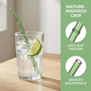 Pailles en verre de bambou vert en gros d'usine, pailles écologiques réutilisables en verre borosilicate de haute qualité - Product Image 6