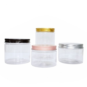 100ML 200ML 300ML 500ML Pet Round Transparent Can 8oz 10oz Cosmetic Container air Tight Food Grade <b>Plastic</b> <b>Jar</b> with Gold Lids - Product Image 3