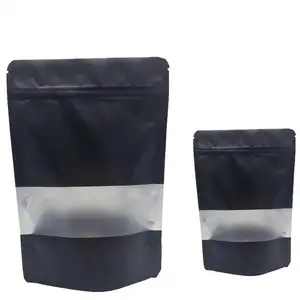 Gıda endüstrisi kullanımı için şeffaf şeffaf plastik kilitli ayakta duran torba torba şeffaf ön siyah fermuar