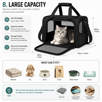 Sac de transport souple en tissu Oxford respirant pour animaux de compagnie sous l'assise d'avion, avec logo personnalisé, pour petits animaux, vente en gros et au détail