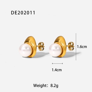 Cổ điển Ngọc Trai đinh tán xỉn miễn phí thép không gỉ mạ vàng thanh lịch ngọc trai <span class=keywords><strong>Stud</strong></span> Bông tai cho phụ nữ - Product Image 6