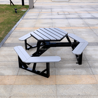 Banc de pique-nique en bois plastique PS, table en fonte, table d'appoint en anis, ensemble de bancs de patio nordique avec trou pour parasol