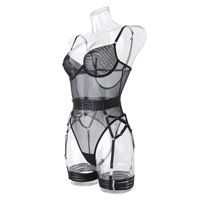 Ff1850 Mini Mesh Transparant Badpak V-Hals Doorzichtig Sexy Lingerie Doorschijnende Bodysuit Uit Één Stuk