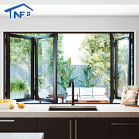 Fenêtres pliantes en aluminium de haute qualité, fenêtres de cuisine à double vitrage, fenêtres pliantes modernes pour jardin